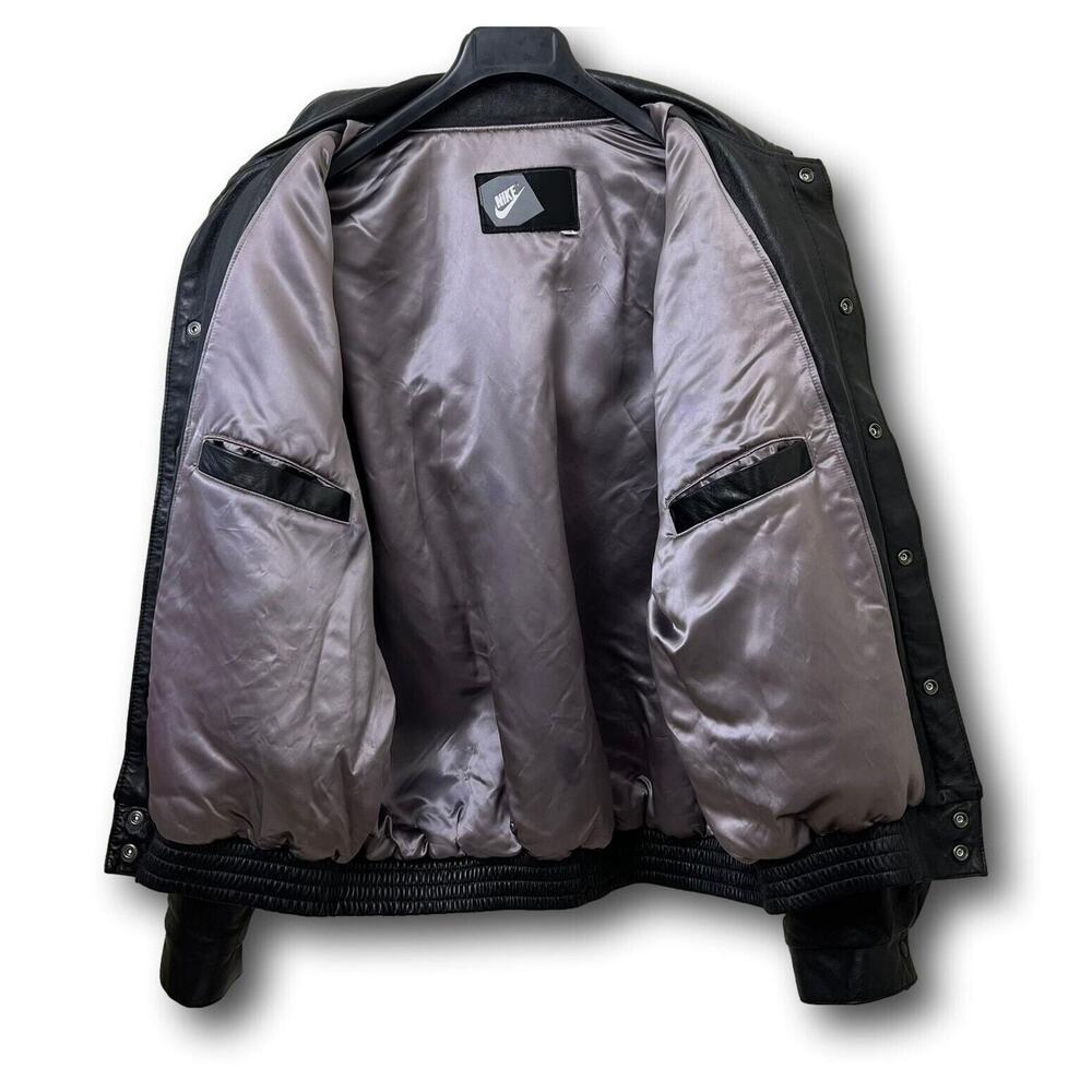 Collectible Vintage Nike Big Swoosh Varisty Leather Bomber Jacket – Size XXL - Picture 4 of 16